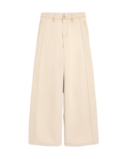 AMI Natural Ami Logo Patch Wide-Leg Jeans
