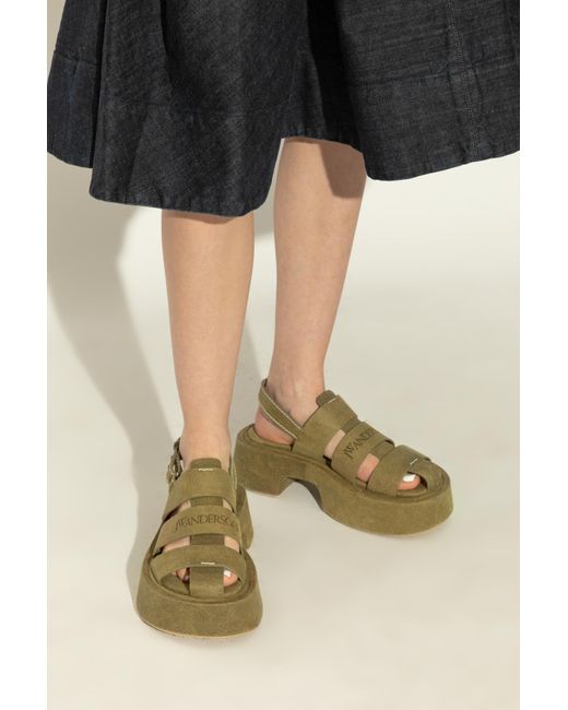 J.W. Anderson Green Round Toe Flat Sandals