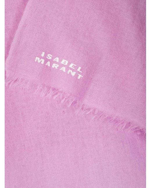Isabel Marant Pink Logo-Jacquard Frayed-Edge Scarf