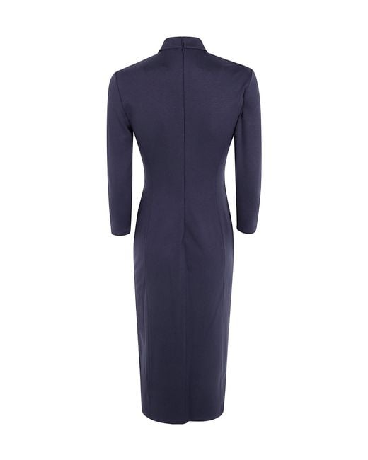 Giorgio Armani Blue Midi Turtle Neck Dress