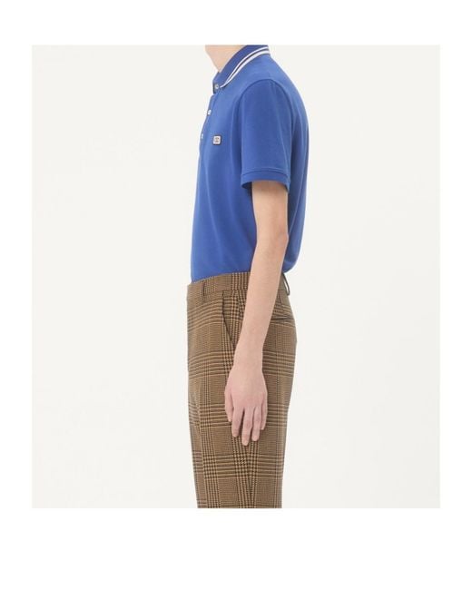 Valentino Blue Logo Embroidered Short-Sleeved Polo Shirt for men