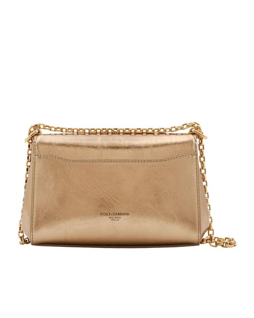 Dolce & Gabbana Natural Marlena Foldover Top Chain Shoulder Bag
