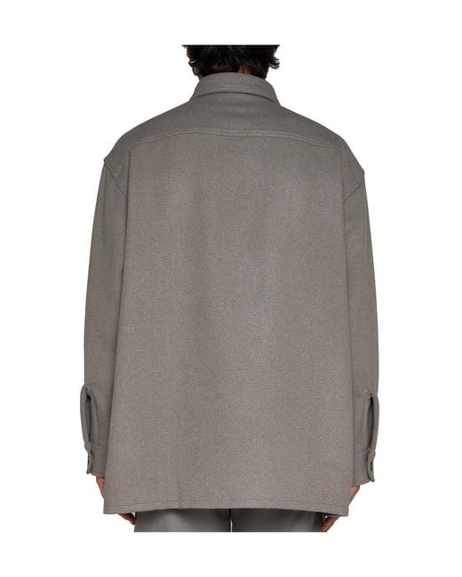 AMI Gray Long-Sleeved Buttoned Shirt for men