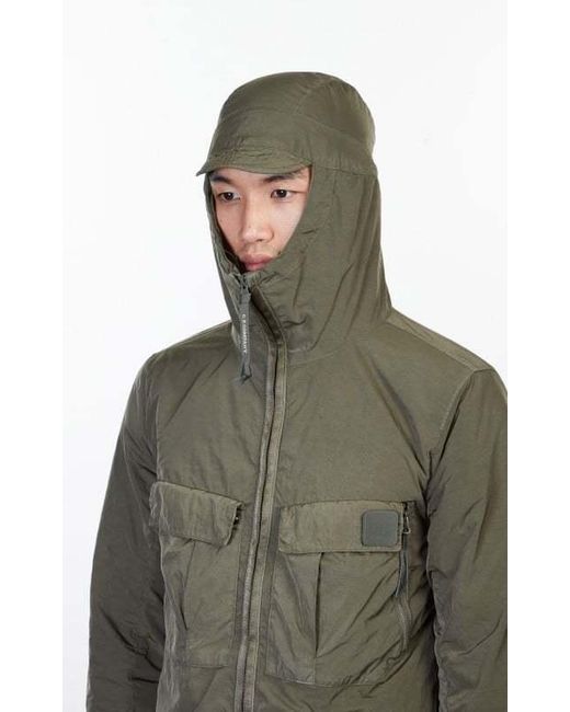 C P Company Green Hooded Flap-Pockets Lightweight Jacket for men