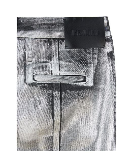 The Attico Gray The Side Slit Coated Denim Midi Skirt
