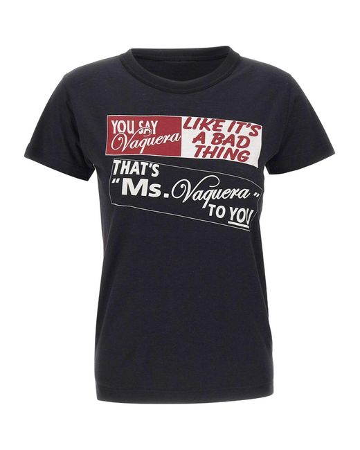 VAQUERA Black Print-Detail Cotton T-Shirt for men