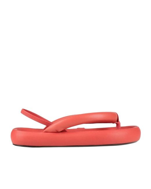 Isabel Marant Red Minimalist Leather Flip-Flops