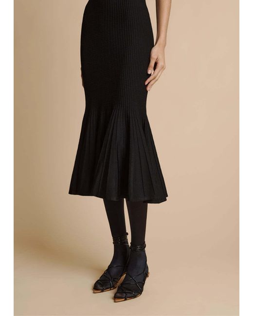 Khaite Black Queen V-Neck Midi Dress