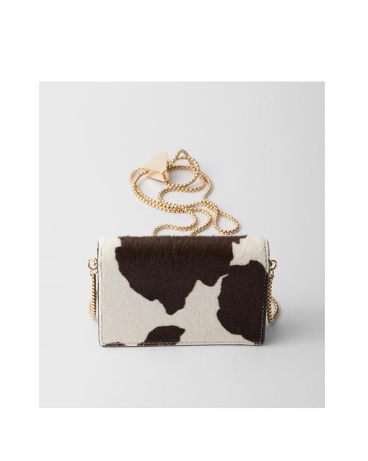 Prada White Triangle-Logo Chain-Linked Card Holder