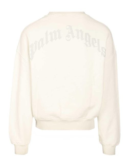Palm Angels White Curved Logo Sweatshirt for men