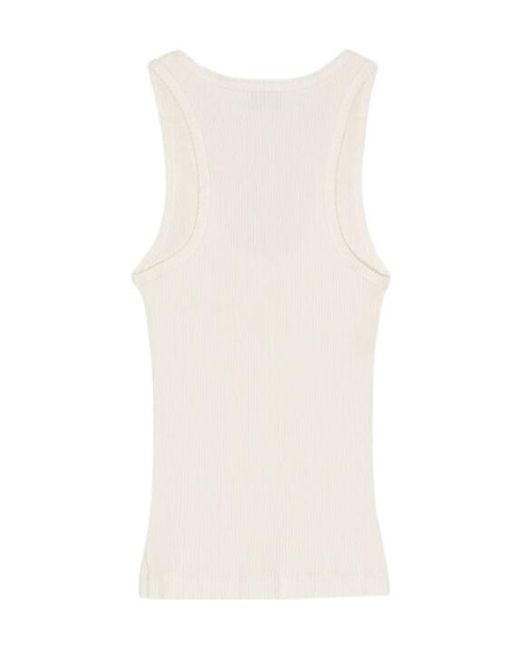 Ganni Natural Ribbed Knit Tank Top