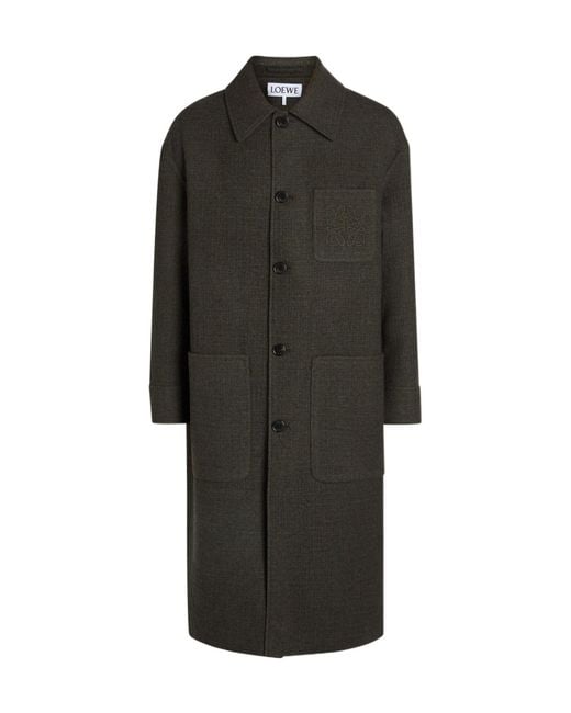 Loewe Black Anagram Houndstooth Wool And Silk-Blend Coat for men