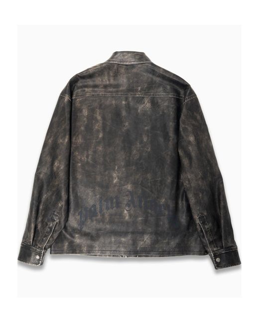 Palm Angels Gray Long-Sleeved Denim Jacket for men