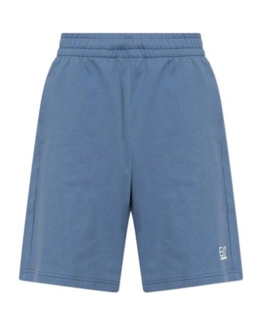 EA7 Blue Logo Sweat Shorts for men
