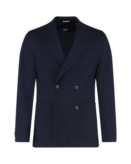 Boss Blue Double-Breasted Blazer for men