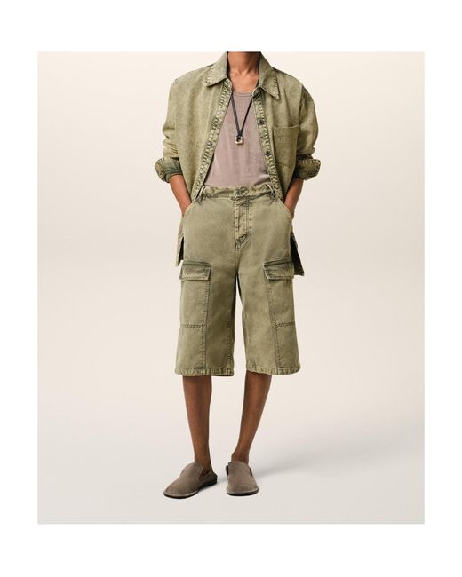 AMI Green Ami Wide Leg Cargo Bermuda Shorts for men