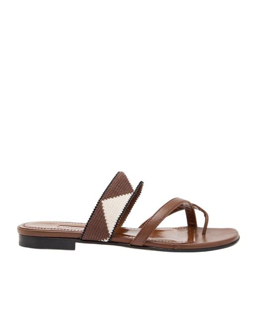 Manolo Blahnik Brown Casual Leather Sandals