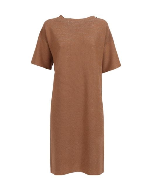 Fabiana Filippi Brown Lurex Knit Dress
