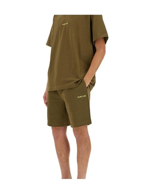 Helmut Lang Green Space Logo Shorts for men