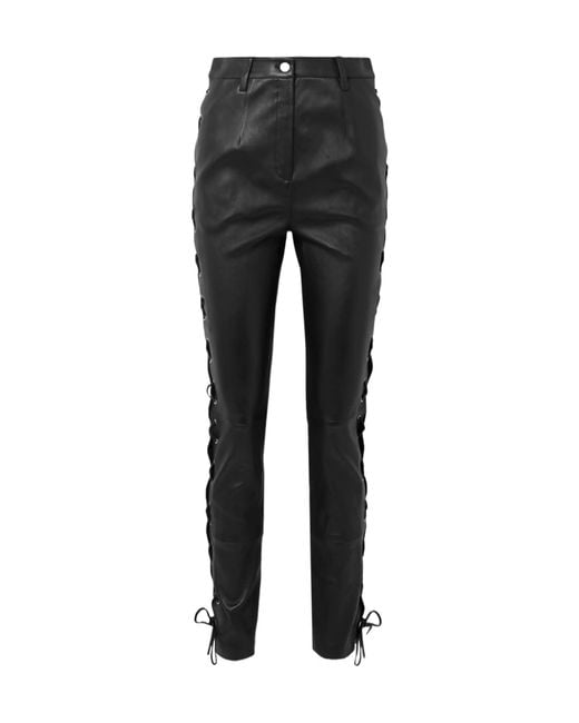 Magda Butrym Black Lace-Up Leather Leggings