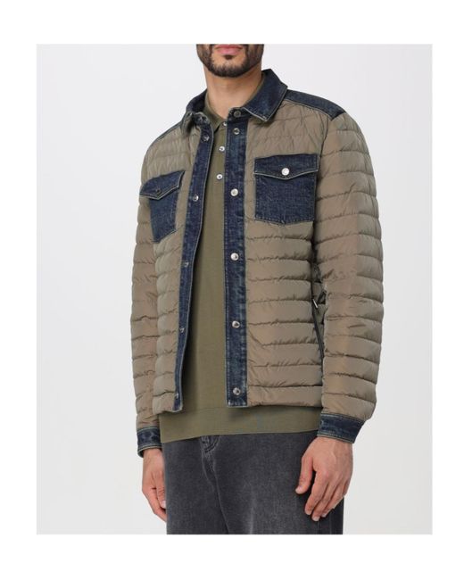 Moorer Gray Crespi Denim-Trim Down Jacket for men
