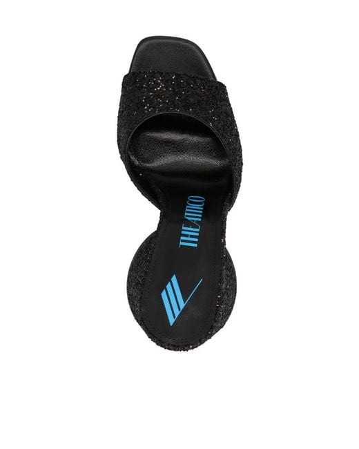 The Attico Black The Logo Printed Slip-On Sandals