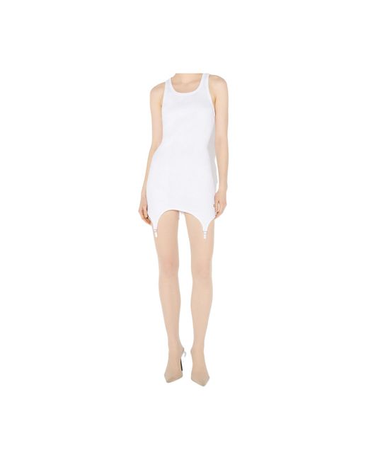 Jean Paul Gaultier White Ribbed Mini Dress