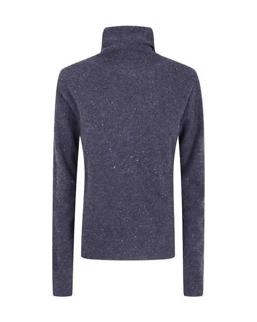 Antonelli Blue Sequin-Embellished Roll-Neck Sweater