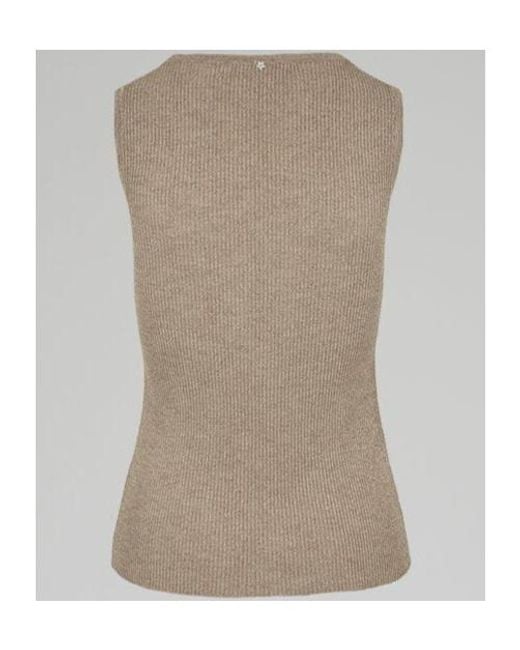 Lorena Antoniazzi Brown Sleeveless Ribbed-Knit Top