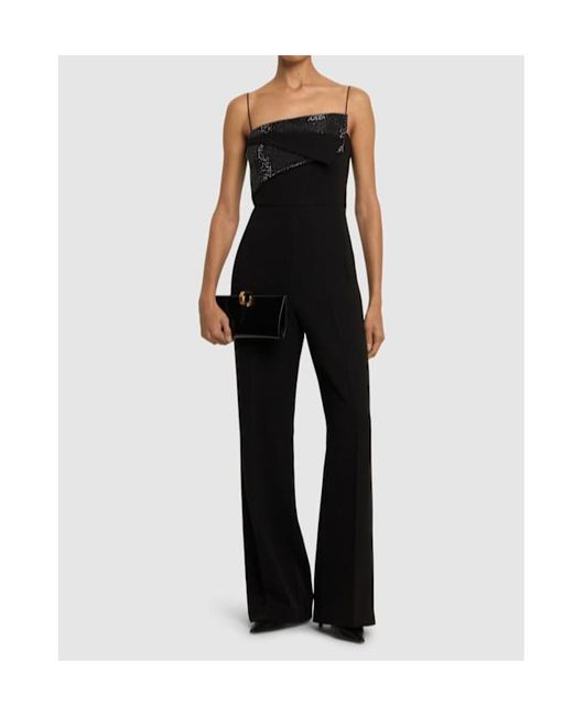 Roland Mouret Black Heavy Cady Jumpsuit W/ Diamante Insert