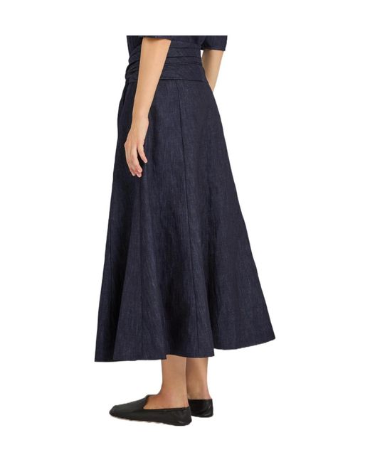 Gabriela Hearst Blue Cotton And Linen-Blend Midi Skirt