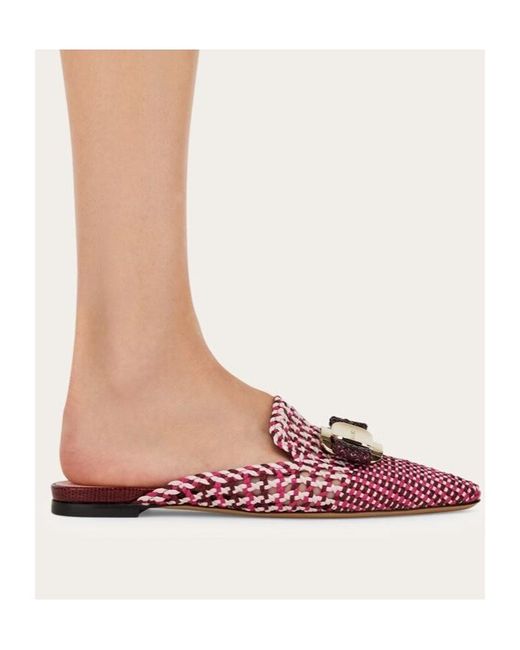Ferragamo Pink New Vara Plate Mule