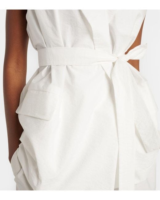 Brunello Cucinelli White Belted Cotton-Blend Vest