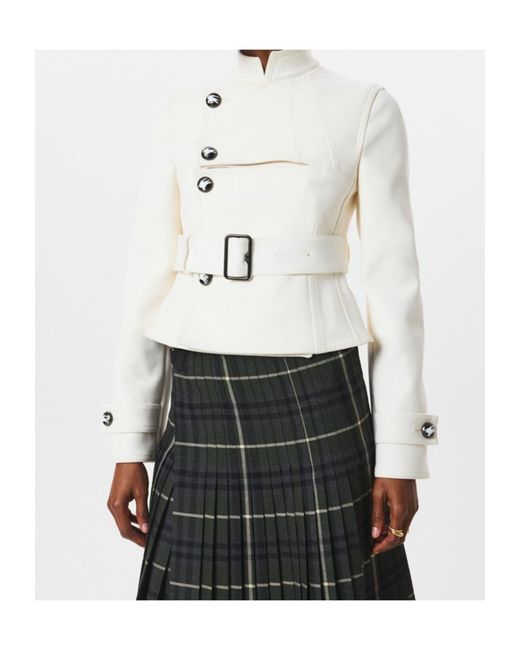 Burberry White Stretch Cotton Blend Tailored Jacket