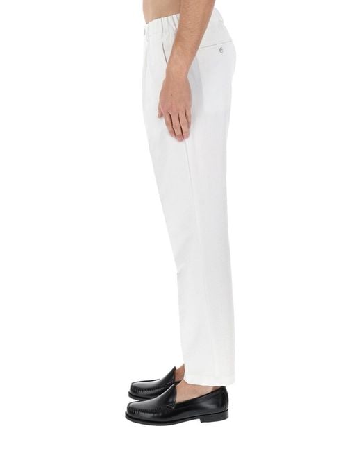 Herno White Seersucker Straight-Leg Trousers for men