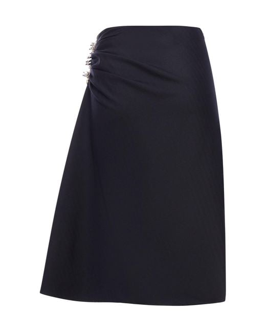 Dries Van Noten Blue Sovora Wool Midi Skirt