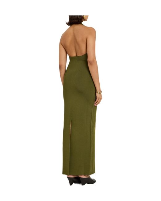 Khaite Green Knitted Long Dress With Hollowed-Out Collar
