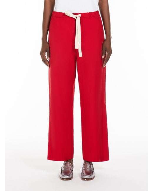 Max Mara Red Poplin Drawstring Trousers