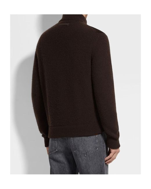 Zegna Black Long Sleeve Panelled Cardigan for men