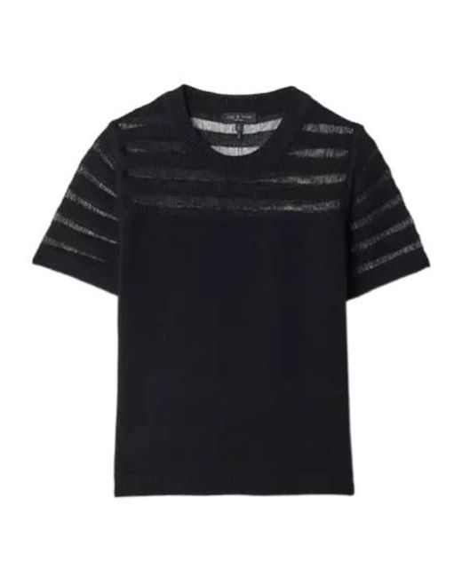 Rag & Bone Black Britt Short-Sleeve Sweater