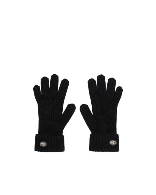 Gucci Black Double G Rib-Knit Gloves