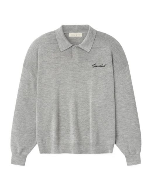 Fear Of God Gray Logo Polo Knitted Sweater for men