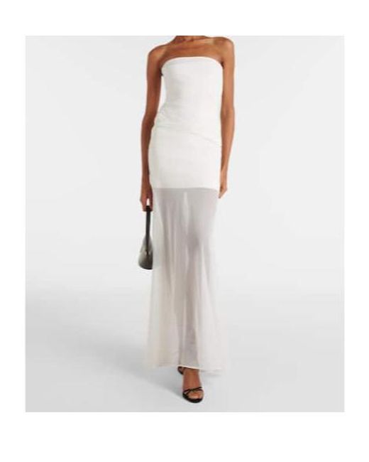 David Koma White Bridal Strapless Gathered Cady Gown