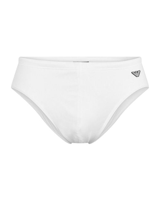 Emporio Armani White Slim-Fitting Swimming Trunks for men