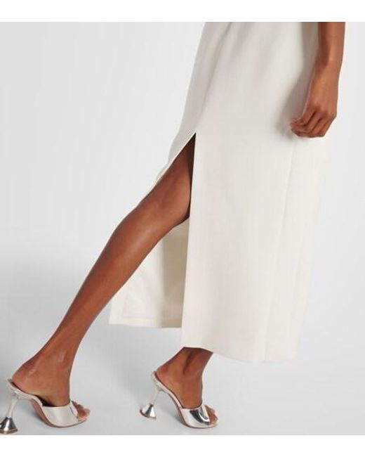 David Koma White Bridal Feather-Trimmed Midi Dress