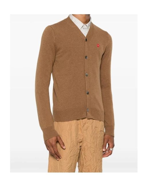 Comme des Garçons Brown Heart-Patch Wool Cardigan for men