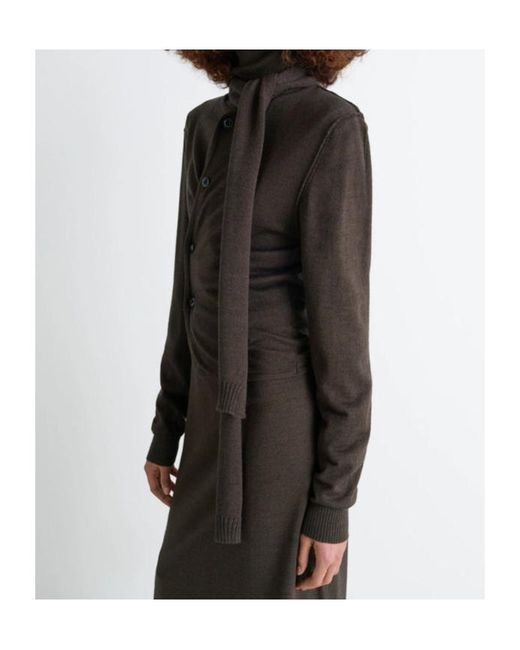 Lemaire Black Scarf Detailed Buttoned Knitted Cardigan