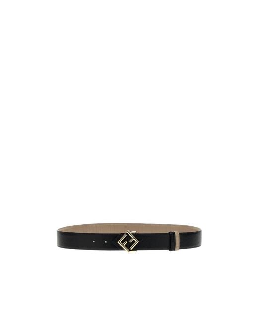 Fendi White Ff Plaque Reversible Buckle Belt