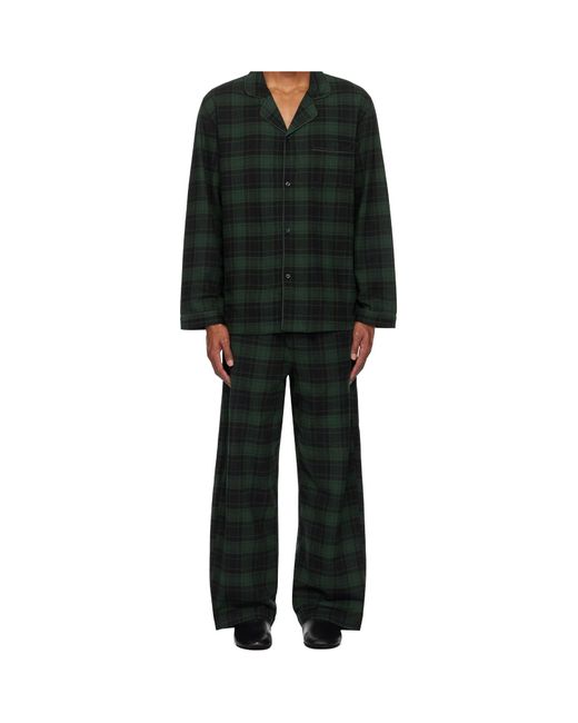 Skims Black Check Pattern Pajama Set for men