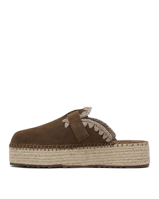 Mou Brown Round Toe Mules
